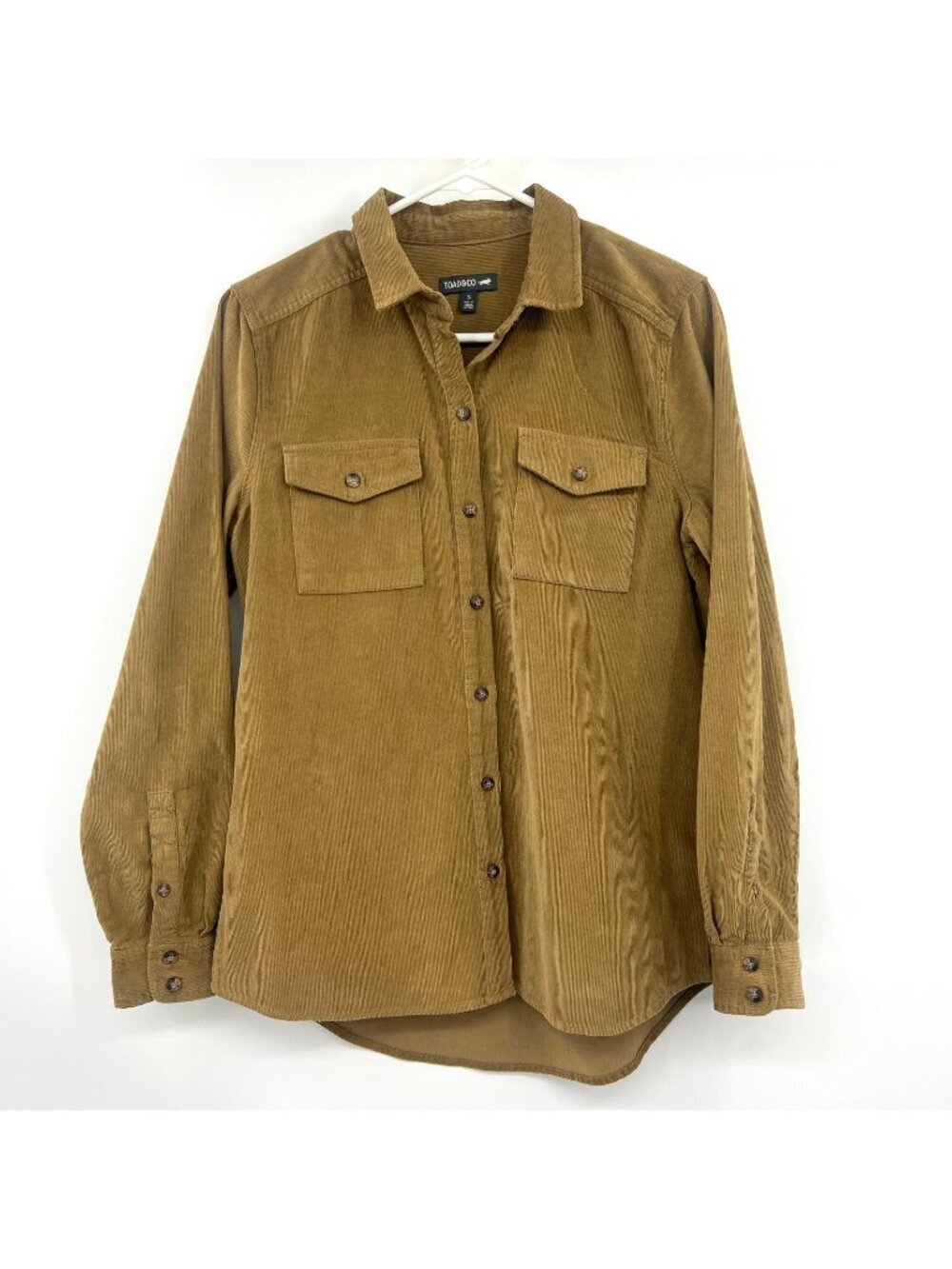 Toad & Co Corduroy Tan Button Down Shirt Women's Small Oversized